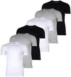 POLO Herren T-Shirts, 6er Pack - CREW 6-PACK-CREW UNDERSHIRT, Rundhals, Baumwolle Wei/Grau/Schwarz 2XL