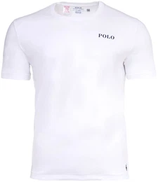 POLO Herren T-Shirt - CREW-SLEEP TOP, Schlafshirt, kurz, Rundhals, Baumwolle Wei L
