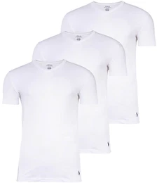 POLO Herren T-Shirts, 3er Pack - V-NECK 3-PACK UNDERSHIRT, V-Ausschnitt, Baumwolle Wei XL