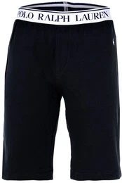 POLO Herren Pyjamahose - SLIM SHORT-SLEEP-BOTTOM, Schlafhose, kurz, Logobund, einfarbig Schwarz L