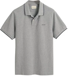 Herren Poloshirt - TIPPING PIQUE RUGGER, Kurzarm, Knopfleiste, Logo, uni Grau 2XL