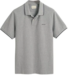 Herren Poloshirt - TIPPING PIQUE RUGGER, Kurzarm, Knopfleiste, Logo, uni Grau L