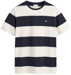 Herren T-Shirt gestreift - BAR STRIPE T-SHIRT, Rundhals, Kurzarm, Baumwolle Wei XL
