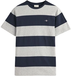Herren T-Shirt gestreift - BAR STRIPE T-SHIRT, Rundhals, Kurzarm, Baumwolle Grau M