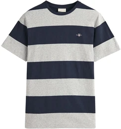 Herren T-Shirt gestreift - BAR STRIPE T-SHIRT, Rundhals, Kurzarm, Baumwolle Grau L