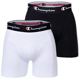 Herren Boxershorts, 2er Pack - Baumwolle, Logobund, einfarbig Wei/Schwarz M