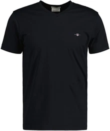Herren T-Shirt V-Neck, Slim Fit - SLIM SHIELD V-NECK T-SHIRT, Kurzarm, Cotton Schwarz M