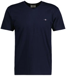 Herren T-Shirt V-Neck, Slim Fit - SLIM SHIELD V-NECK T-SHIRT, Kurzarm, Cotton Dunkelblau XL