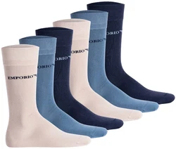 Emporio Armani Herren Socken 6er Pack Casual Cotton Kurzsocken Marine/Nude/Blau