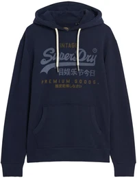 Herren Hoodie - Classic Vintage Logo Heritage Hoodie, Kapuzen-Pullover, Logo Dunkelblau M