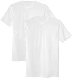 Herren T-Shirt, 2er Pack - Natural Benefit, Rundhals-Ausschnitt, 100% Baumwolle Wei M (50)