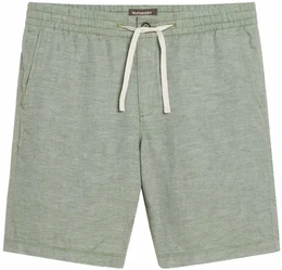 Herren Bermudashorts - Drawstring Linen Shorts, Leinen, einfarbig Grau-Grn L