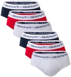 GANT Herren Slips 6er Pack Briefs Logo-Bund Cotton Stretch Mehrfarbig