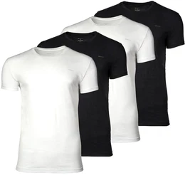 Herren T-Shirt, 4er Pack - C-NECK T-SHIRT 4-PACK, Rundhals, kurzarm, Cotton Schwarz/Wei XL