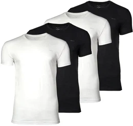 Herren T-Shirt, 4er Pack - C-NECK T-SHIRT 4-PACK, Rundhals, kurzarm, Cotton Schwarz/Wei S
