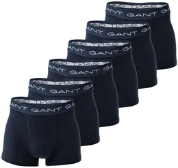Herren Boxershorts, 6er Pack - Trunks, Cotton Stretch, Logo, einfarbig Blau S