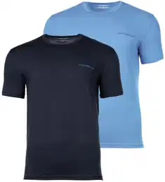 Herren T-Shirt, 2er Pack - CORE LOGOBAND, Rundhals, Regular Fit, Stretch Cotton Marine/Hellblau S