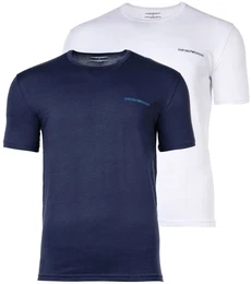 Herren T-Shirt, 2er Pack - CORE LOGOBAND, Rundhals, Regular Fit, Stretch Cotton Blau/Wei XL