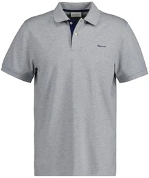 Herren Poloshirt - REGULAR CONTRAST PIQUE RUGGER, Knopfleiste, Cotton Stretch Grau 4XL