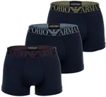Emporio Armani Herren Trunks 3er Pack Shiny Logoband Boxershorts Blau/Dunkelblau