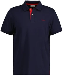 Herren Poloshirt - REGULAR CONTRAST PIQUE RUGGER, Knopfleiste, Cotton Stretch Dunkelblau L