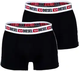 Herren Boxershorts, 2er Pack - UMBX-SHAWN TWO PACK, Trunks, Logobund, Kontrast-Streifen, Cotton Stretch Schwarz M