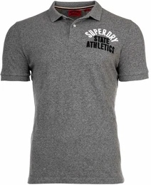 Herren Poloshirt - Vintage Superstate, Kurzarm, Knopfleiste, Baumwolle Grau meliert L