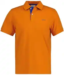 Herren Poloshirt - REGULAR CONTRAST PIQUE RUGGER, Knopfleiste, Cotton Stretch Orange M
