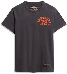 Herren T-Shirt - Vintage Athletic Chest Short Sleeve T-Shirt, Logo, Rundhals, einfarbig Schwarz 2XL