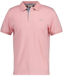 Herren Poloshirt - REGULAR CONTRAST PIQUE RUGGER, Knopfleiste, Cotton Stretch Rosa 2XL