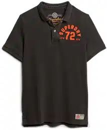 Herren Poloshirt - Vintage Athletic Polo, Logo, einfarbig Schwarz 3XL
