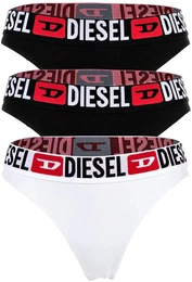 Damen Slips, 3er Pack - UFPN-PANTIE-TD-THREEPACK, Cotton Stretch, Logobund Schwarz/Wei L