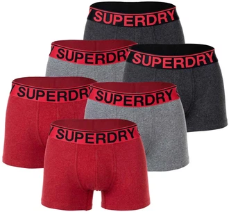 Superdry Herren Boxershorts TRUNK SIX PACK Rot/Schwarz/Grau
