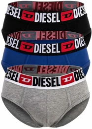 Herren Slips, 3er Pack - UMBR-ANDRETHREEPACK, Briefs, Cotton Stretch, einfarbig Schwarz/Grau/Blau L