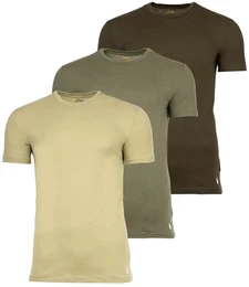 POLO Herren T-Shirts, 3er Pack - CREW 3-PACK-CREW UNDERSHIRT, Rundhals, Baumwolle Grn/Beige XL