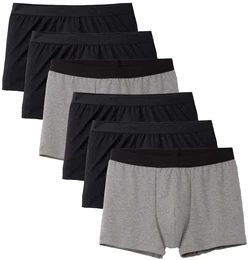 Herren Boxershorts, 6er Pack - Natural Benefit, Elastikbund, Single Jersey Schwarz/Grau XXL (58/60)