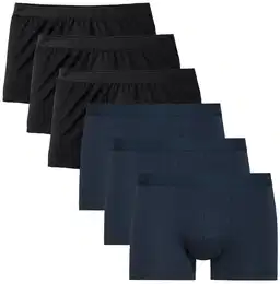 Herren Boxershorts, 6er Pack - Natural Benefit, Elastikbund, Single Jersey Schwarz/Dunkelblau M (50)