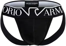 Herren Jockstrap - MEGALOGO, Jocks, Tanga Slip, Stretch Cotton Schwarz XL