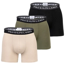 POLO Herren Boxer Shorts, 3er Pack - BOXER BRIEF - 3 PACK, Cotton Stretch, Logobund Schwarz/Beige/Grn XL