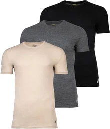 POLO Herren T-Shirts, 3er Pack - CREW 3-PACK-CREW UNDERSHIRT, Rundhals, Baumwolle Schwarz/Grau/Beige M