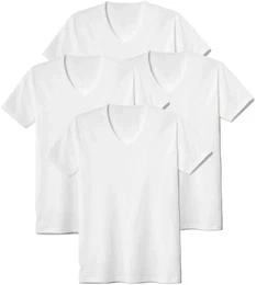 Herren T-Shirt, 4er Pack - Natural Benefit, V-Ausschnitt, Single Jersey Wei XXL (58/60)