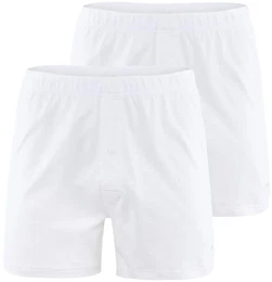 Herren Jersey Boxershorts , 2er Pack - Cotton Code, einfarbig, 100% Baumwolle Wei S (46/48)