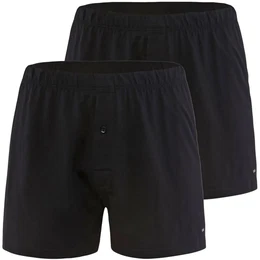 Herren Jersey Boxershorts , 2er Pack - Cotton Code, einfarbig, 100% Baumwolle Schwarz S (46/48)