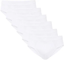 Herren Slip, 6er Pack - Natural Benefit, Elastikbund, Single Jersey Wei M (50)
