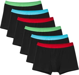 Herren Boxershorts, 6er Pack - Natural Benefit, Elastikbund, Single Jersey Schwarz/Grn/Blau/Rot XL (56)