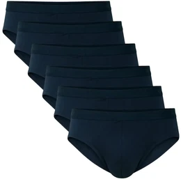 Herren Slip, 6er Pack - Natural Benefit, Elastikbund, Single Jersey Dunkelblau S (46/48)