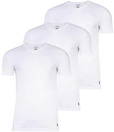 POLO Herren T-Shirts, 3er Pack - V-NECK 3-PACK UNDERSHIRT, V-Ausschnitt, Baumwolle Wei S