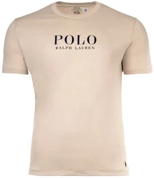 POLO Herren T-Shirt - CREW-SLEEP TOP, Schlafshirt, kurz, Rundhals, Baumwolle Grau/Beige S