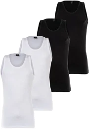 G-STAR RAW Herren Tank Tops 4er Pack - Base Tank Top, Rundhals, Baumwolle, einfarbig Wei/Schwarz 2XL