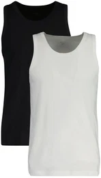 Herren Unterhemd, 2er Pack - TANK TOP, Rundhals-Shirt, rmellos, Stretch Cotton Schwarz/Wei L
